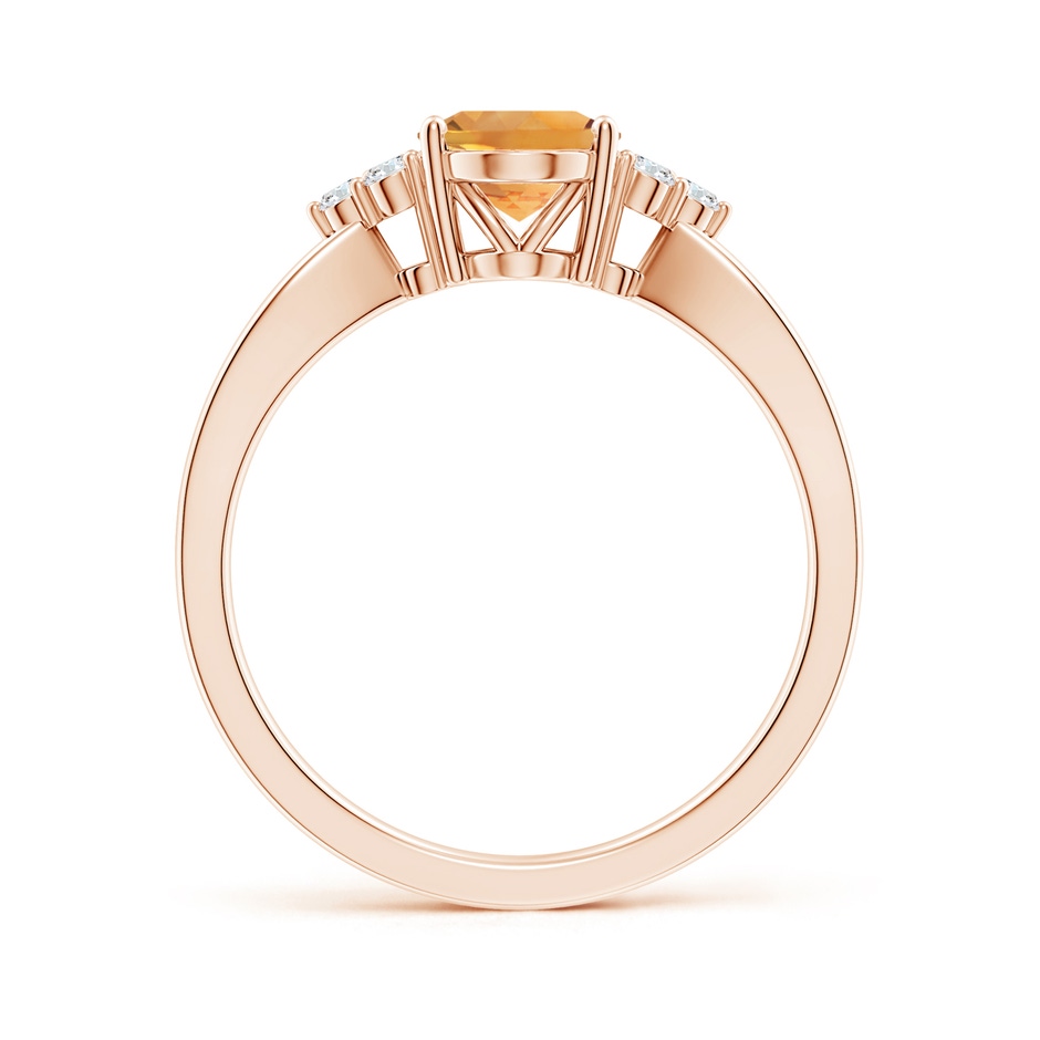 8x6mm AA Solitaire Oval Citrine Split Shank Ring with Trio Diamonds in Rose Gold side-1