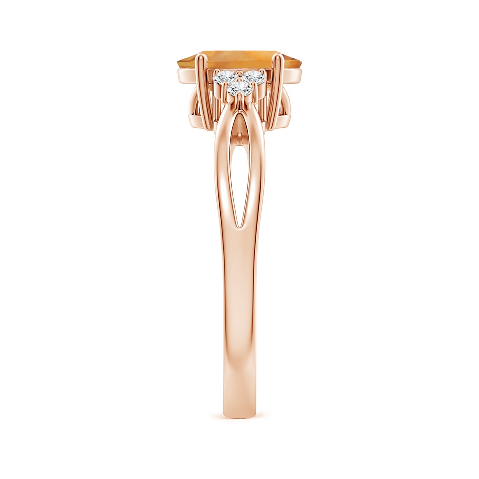 8x6mm AA Solitaire Oval Citrine Split Shank Ring with Trio Diamonds in Rose Gold side-2