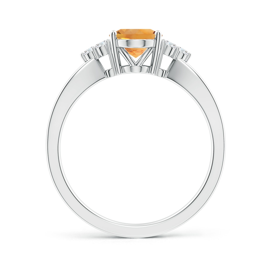 8x6mm AA Solitaire Oval Citrine Split Shank Ring with Trio Diamonds in White Gold side-1