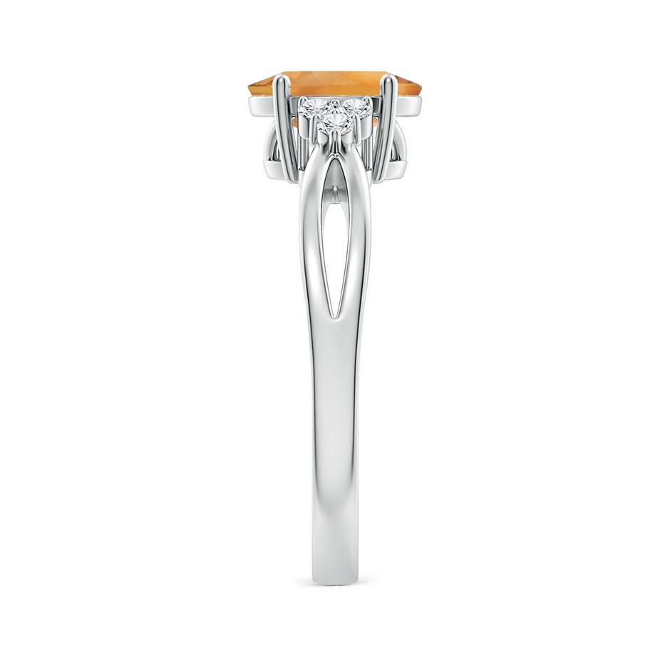 8x6mm AA Solitaire Oval Citrine Split Shank Ring with Trio Diamonds in White Gold side-2