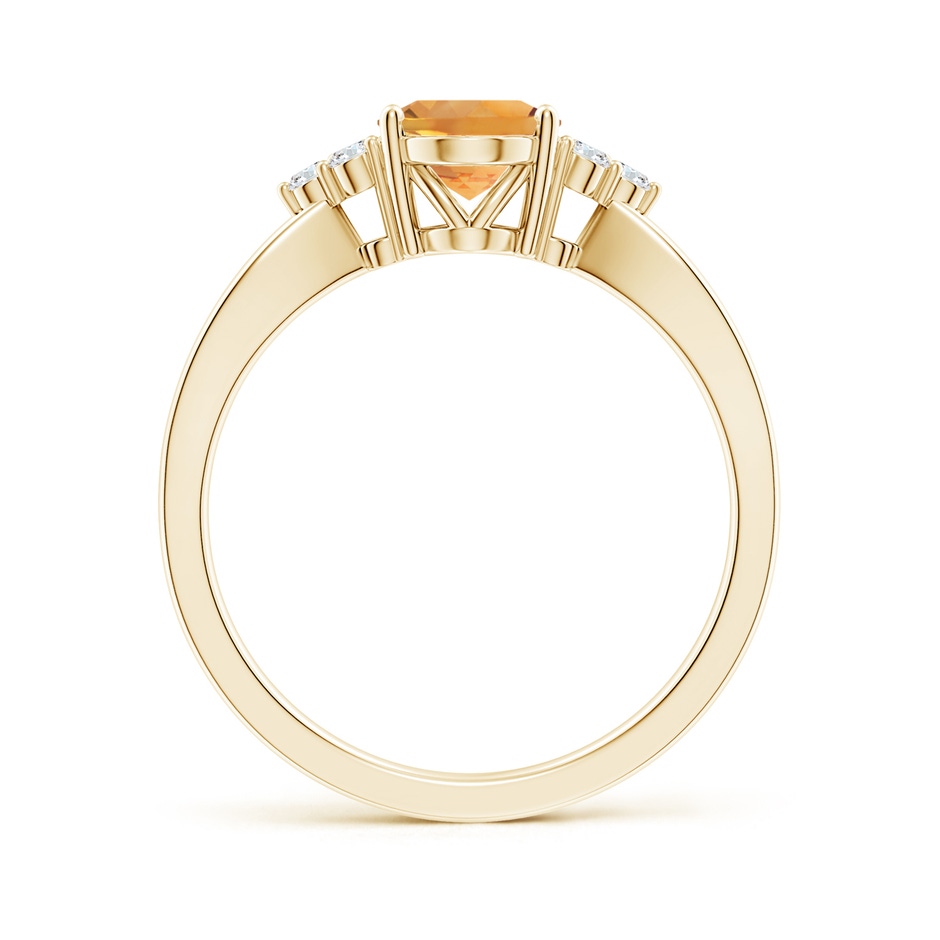8x6mm AA Solitaire Oval Citrine Split Shank Ring with Trio Diamonds in Yellow Gold side-1