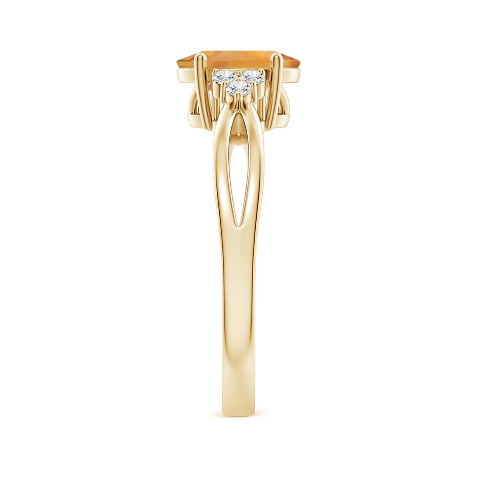 8x6mm AA Solitaire Oval Citrine Split Shank Ring with Trio Diamonds in Yellow Gold side-2