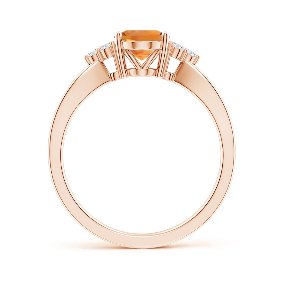 8x6mm AAA Solitaire Oval Citrine Split Shank Ring with Trio Diamonds in Rose Gold side-1