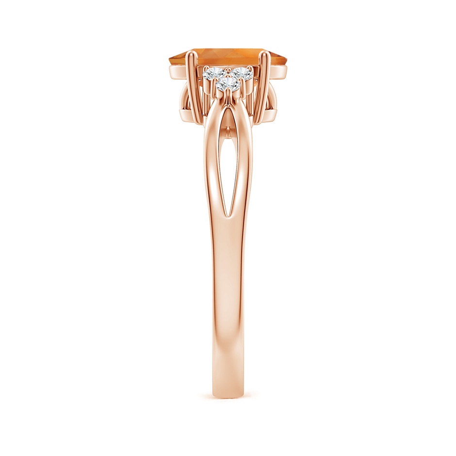 8x6mm AAA Solitaire Oval Citrine Split Shank Ring with Trio Diamonds in Rose Gold side-2