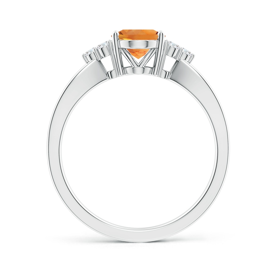 8x6mm AAA Solitaire Oval Citrine Split Shank Ring with Trio Diamonds in White Gold side-1