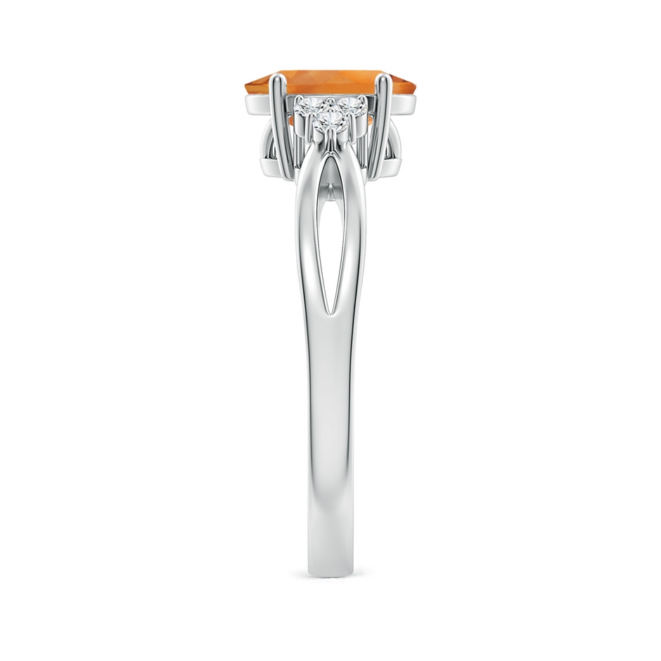 8x6mm AAA Solitaire Oval Citrine Split Shank Ring with Trio Diamonds in White Gold side-2