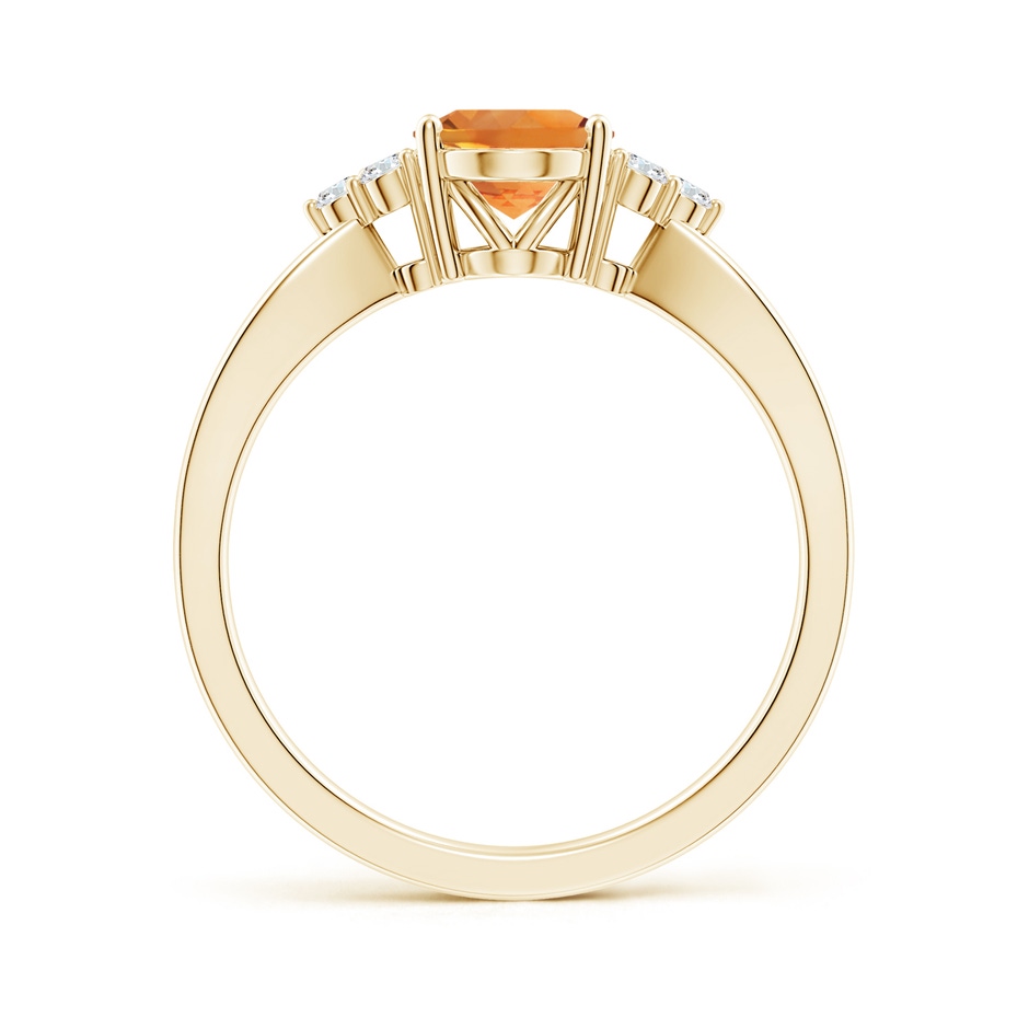 8x6mm AAA Solitaire Oval Citrine Split Shank Ring with Trio Diamonds in Yellow Gold side-1
