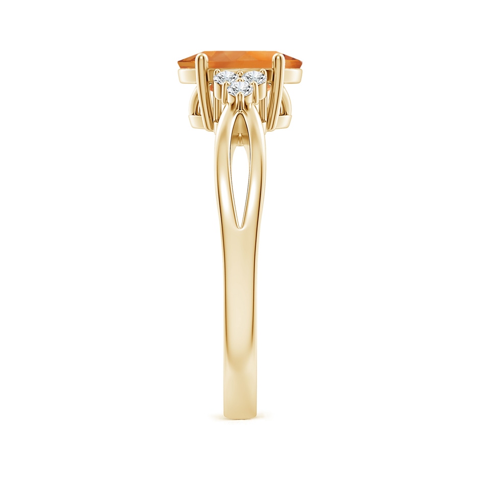 8x6mm AAA Solitaire Oval Citrine Split Shank Ring with Trio Diamonds in Yellow Gold side-2