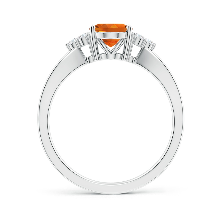 8x6mm AAAA Solitaire Oval Citrine Split Shank Ring with Trio Diamonds in 9K White Gold product image