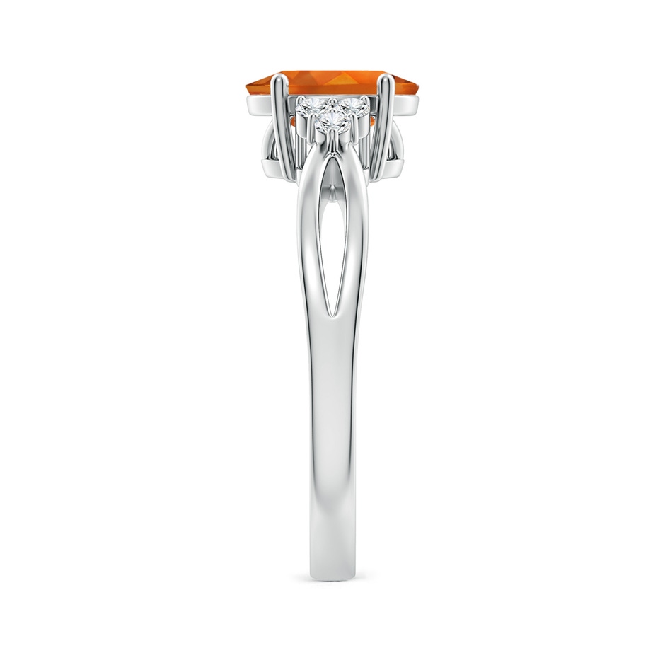 8x6mm AAAA Solitaire Oval Citrine Split Shank Ring with Trio Diamonds in 9K White Gold product image