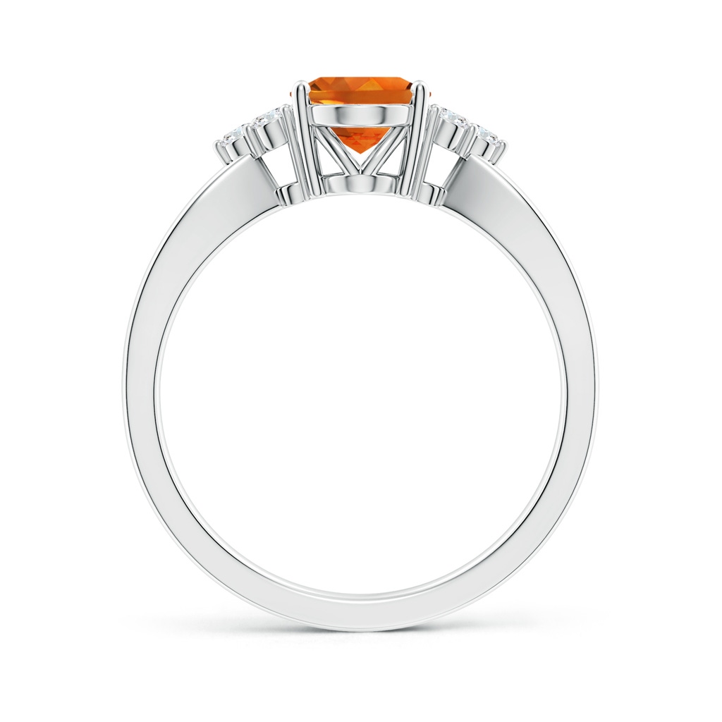 8x6mm AAAA Solitaire Oval Citrine Split Shank Ring with Trio Diamonds in P950 Platinum - side_1