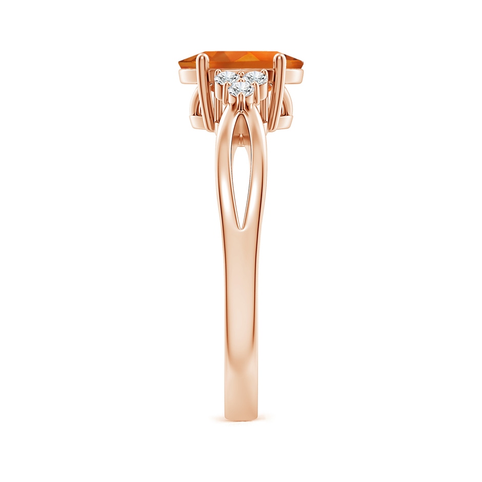 8x6mm AAAA Solitaire Oval Citrine Split Shank Ring with Trio Diamonds in Rose Gold side-2