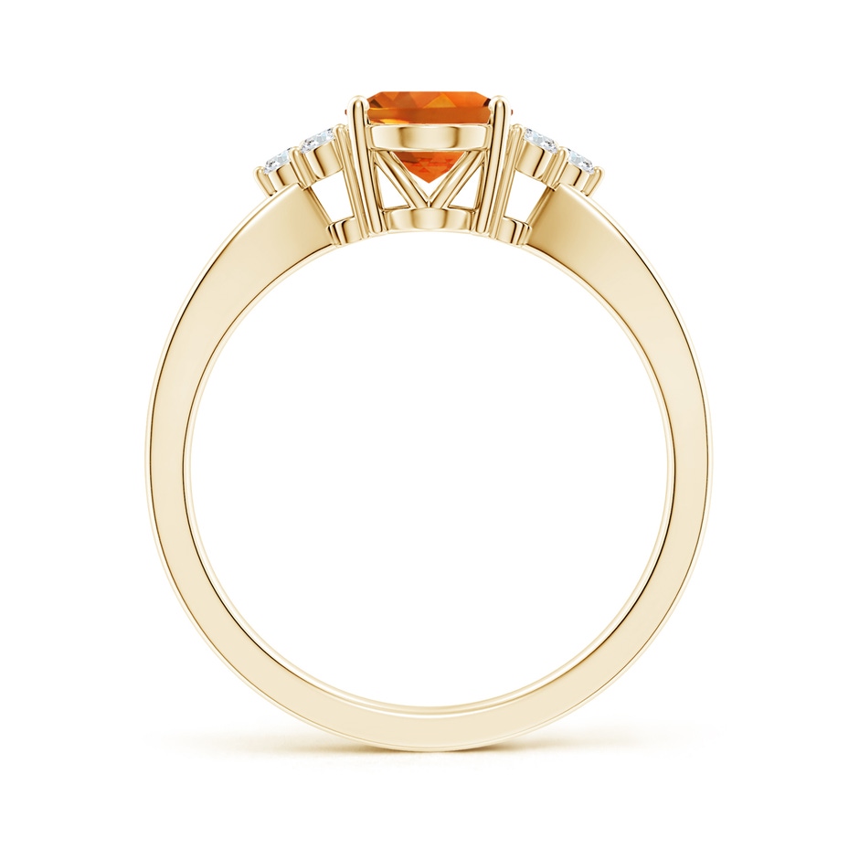 8x6mm AAAA Solitaire Oval Citrine Split Shank Ring with Trio Diamonds in Yellow Gold side-1