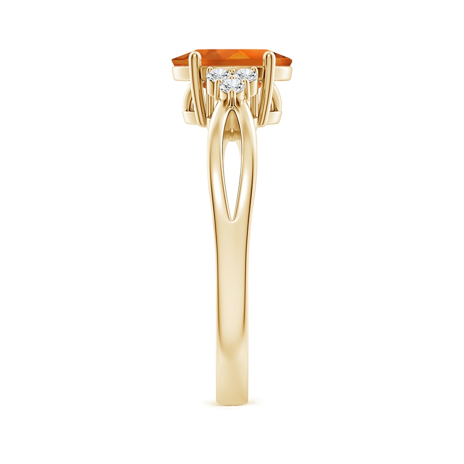 8x6mm AAAA Solitaire Oval Citrine Split Shank Ring with Trio Diamonds in Yellow Gold side-2