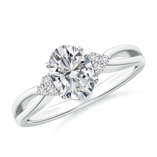 7.7x5.7mm HSI2 Solitaire Oval Diamond Split Shank Ring with Accents in P950 Platinum