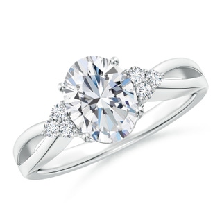 8.5x6.5mm GVS2 Solitaire Oval Diamond Split Shank Ring with Accents in P950 Platinum