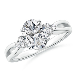 8.5x6.5mm HSI2 Solitaire Oval Diamond Split Shank Ring with Accents in P950 Platinum