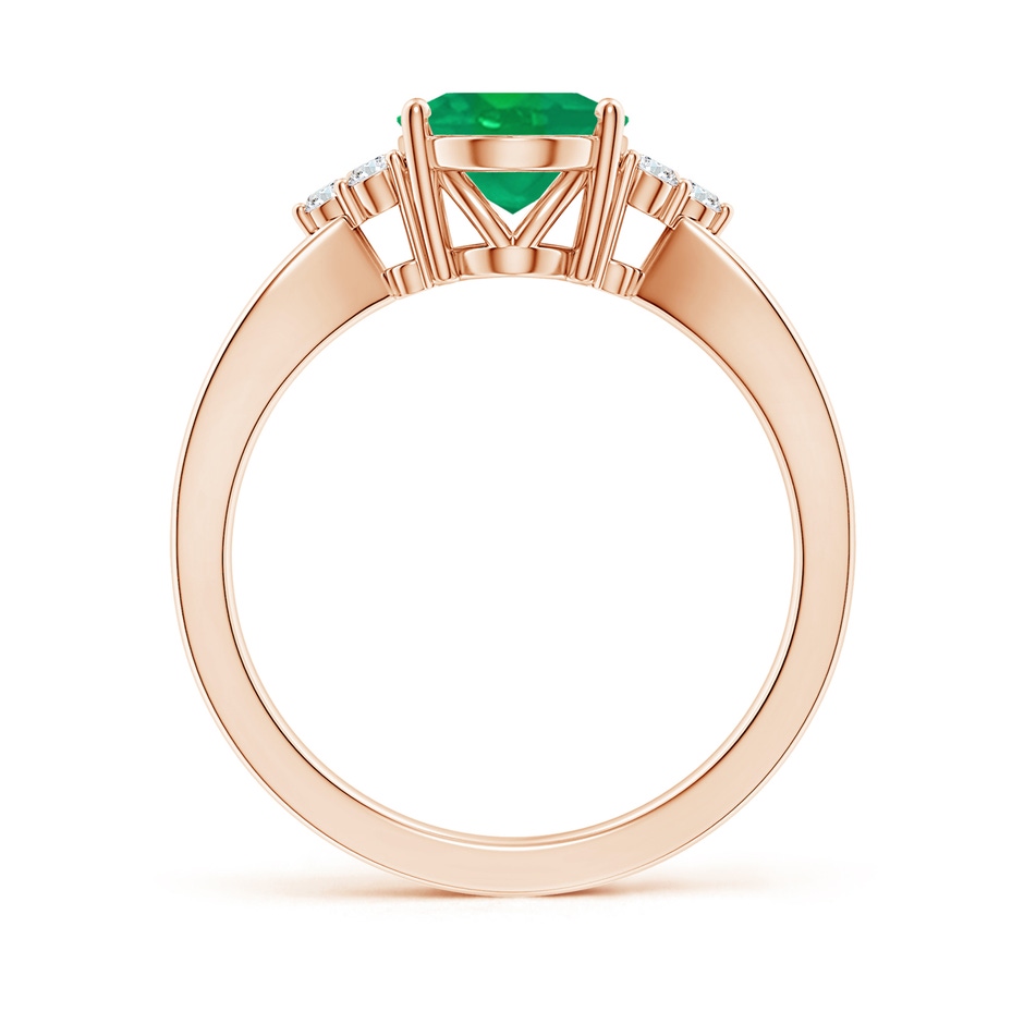 10x8mm AA Solitaire Oval Emerald Split Shank Ring with Trio Diamonds in Rose Gold side 199