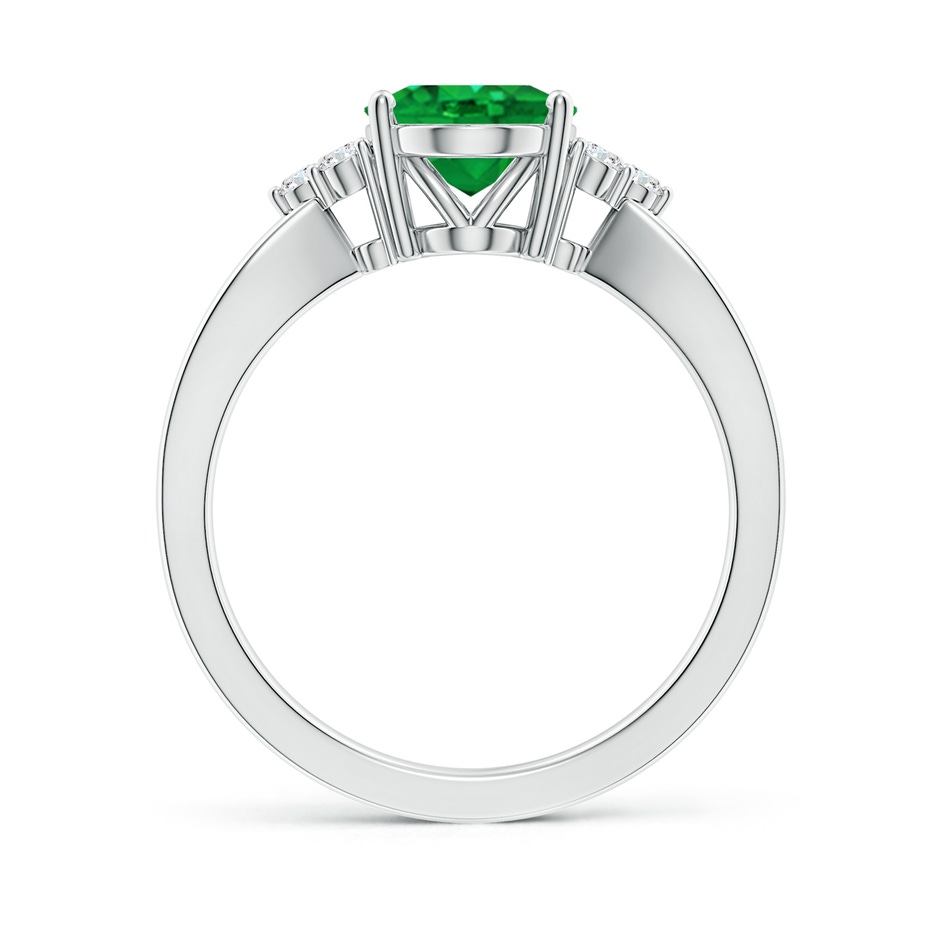 10x8mm AAA Solitaire Oval Emerald Split Shank Ring with Trio Diamonds in White Gold side 199