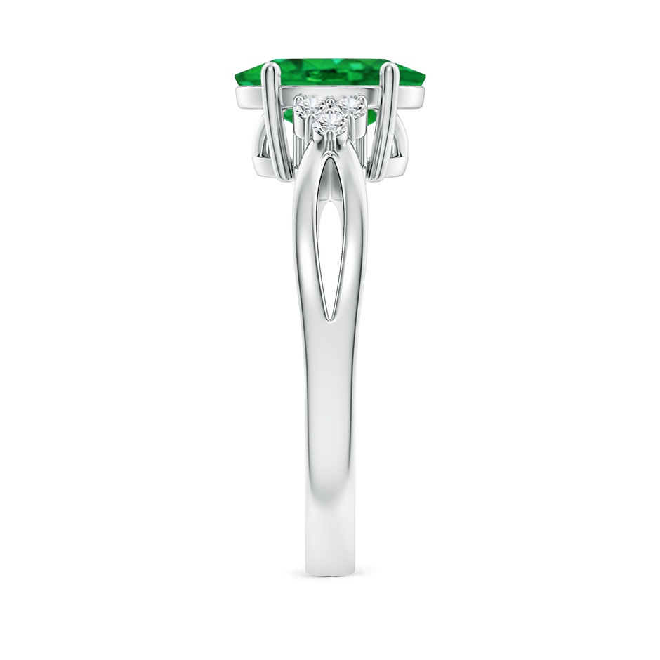 10x8mm AAA Solitaire Oval Emerald Split Shank Ring with Trio Diamonds in White Gold side 299
