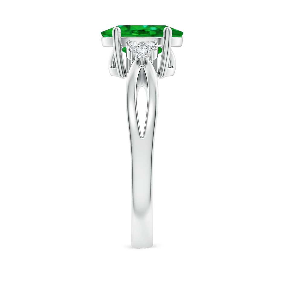 10x8mm AAAA Solitaire Oval Emerald Split Shank Ring with Trio Diamonds in P950 Platinum side 299
