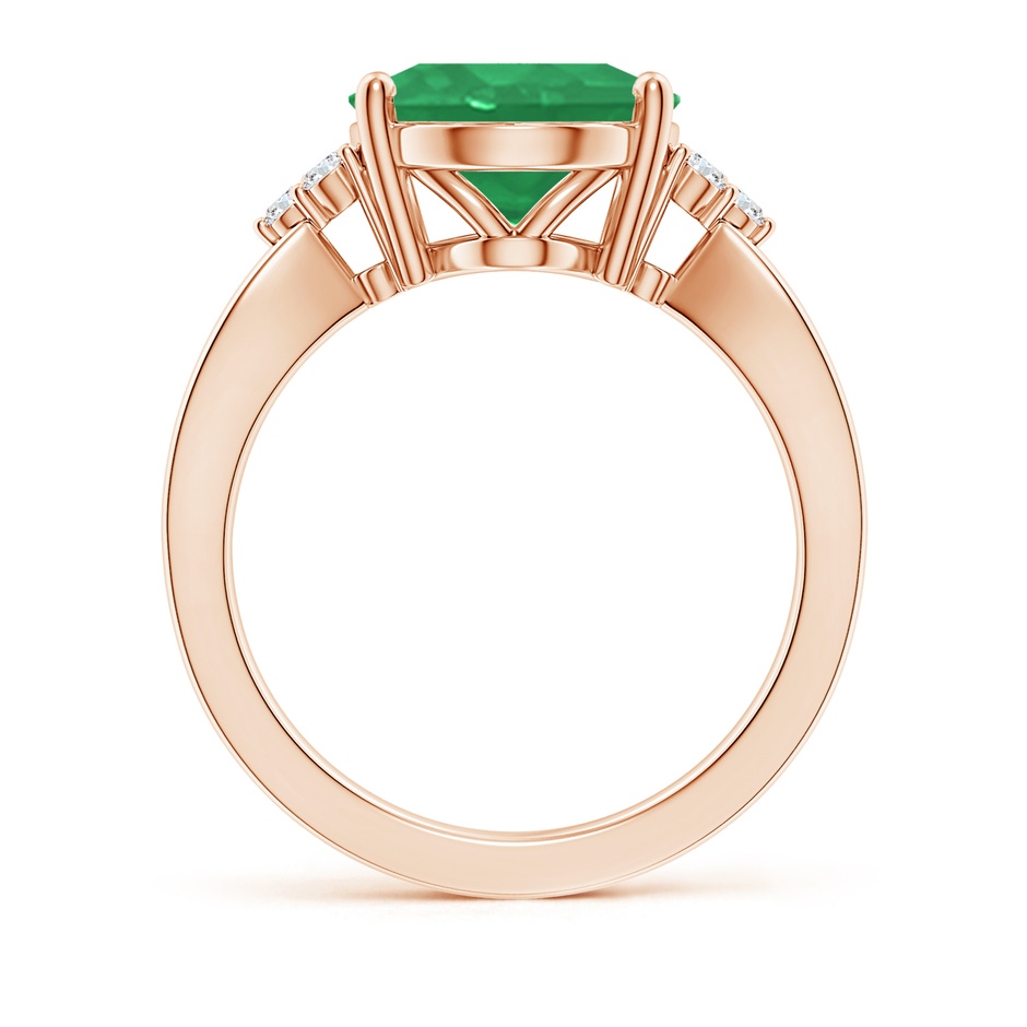 12x10mm A Solitaire Oval Emerald Split Shank Ring with Trio Diamonds in 18K Rose Gold side 199