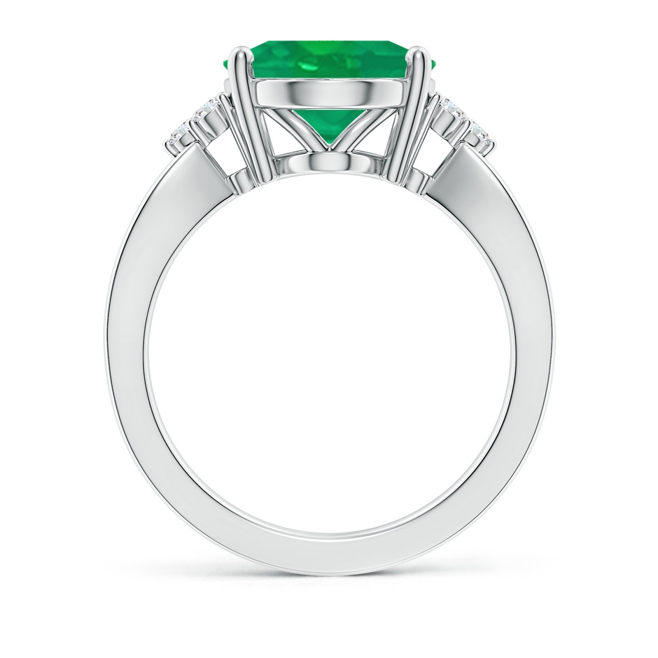 12x10mm AA Solitaire Oval Emerald Split Shank Ring with Trio Diamonds in P950 Platinum side 199