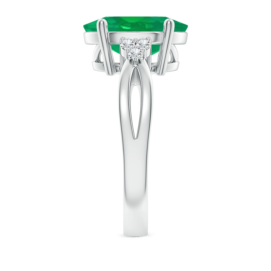 12x10mm AA Solitaire Oval Emerald Split Shank Ring with Trio Diamonds in P950 Platinum side 299
