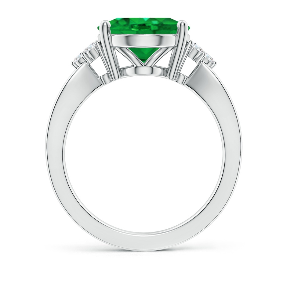 12x10mm AAA Solitaire Oval Emerald Split Shank Ring with Trio Diamonds in S999 Silver side 199