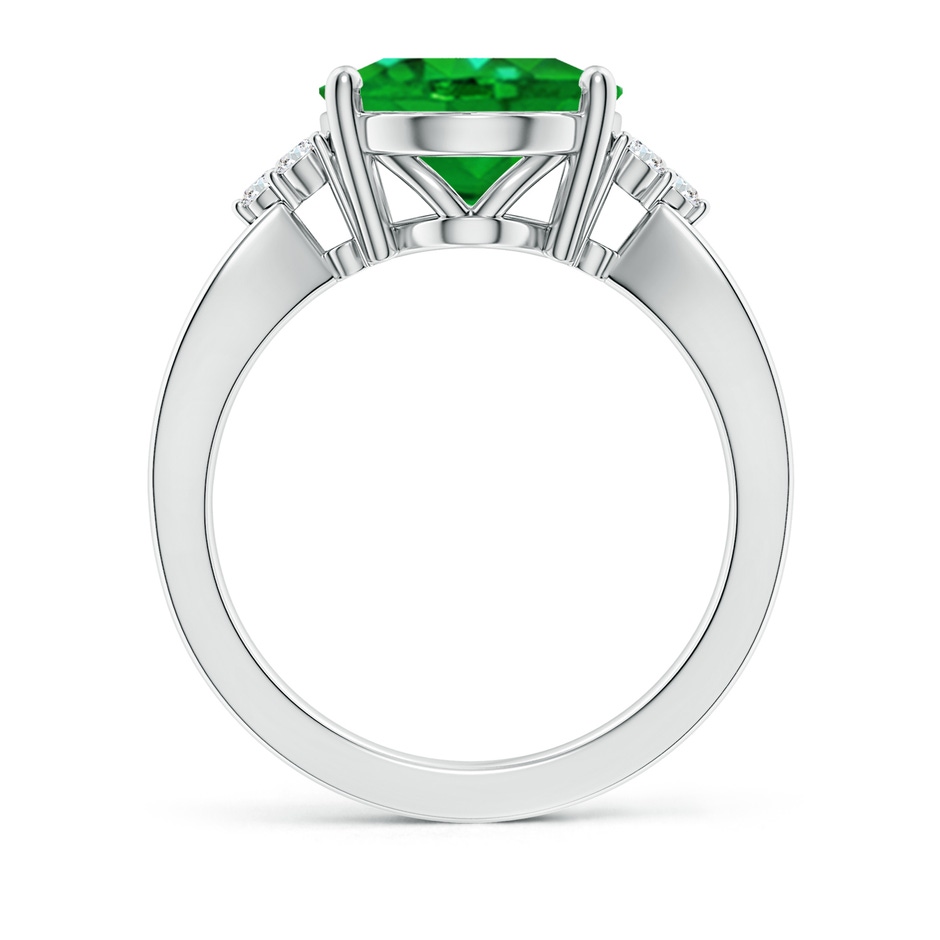 12x10mm AAAA Solitaire Oval Emerald Split Shank Ring with Trio Diamonds in P950 Platinum side 199