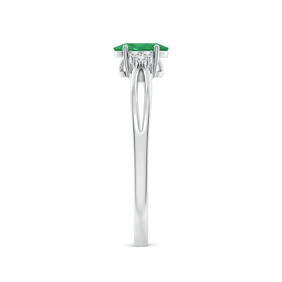 6x4mm A Solitaire Oval Emerald Split Shank Ring with Trio Diamonds in P950 Platinum side 299