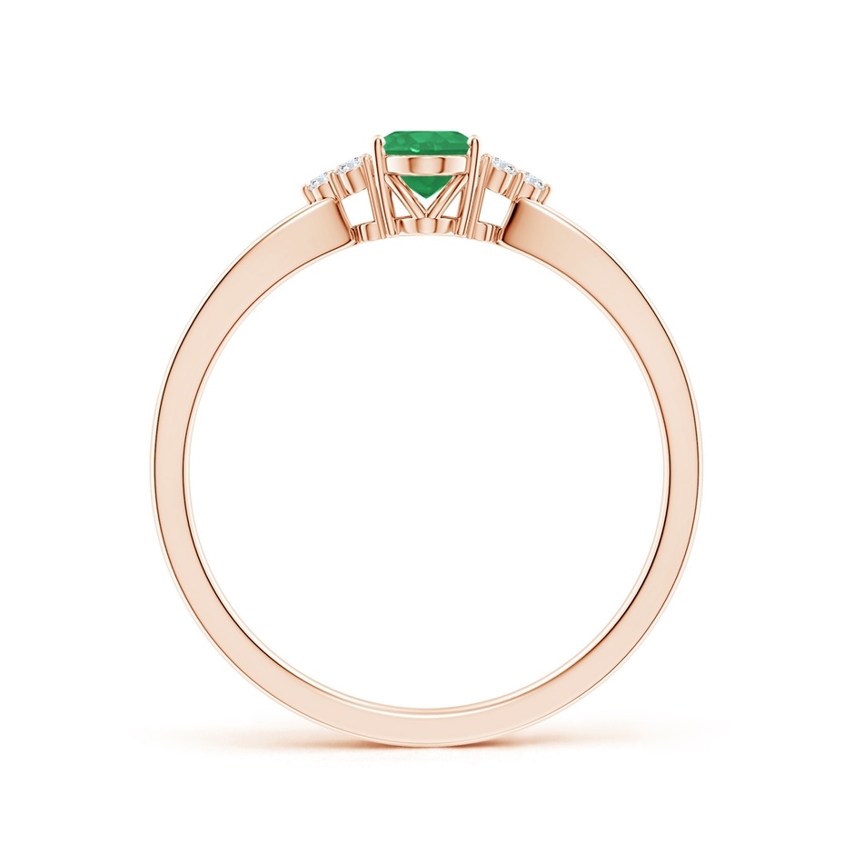 6x4mm A Solitaire Oval Emerald Split Shank Ring with Trio Diamonds in Rose Gold side 199