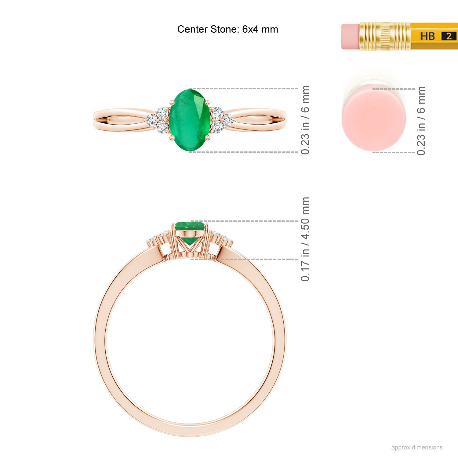 A - Emerald / 0.46 CT / 14 KT Rose Gold