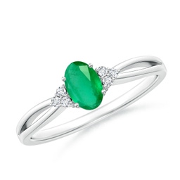 Side Stones Silver Emerald Rings