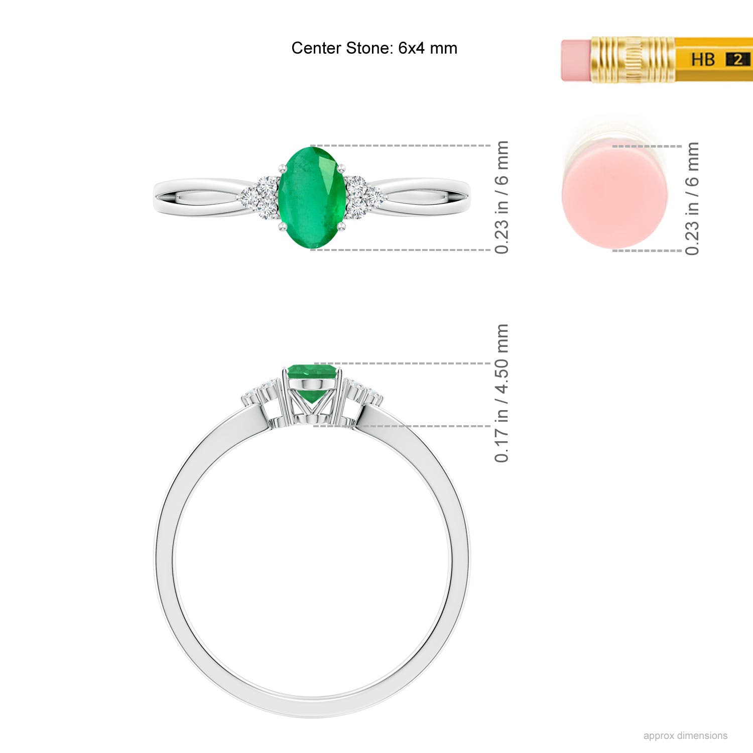 A - Emerald / 0.46 CT / 14 KT White Gold