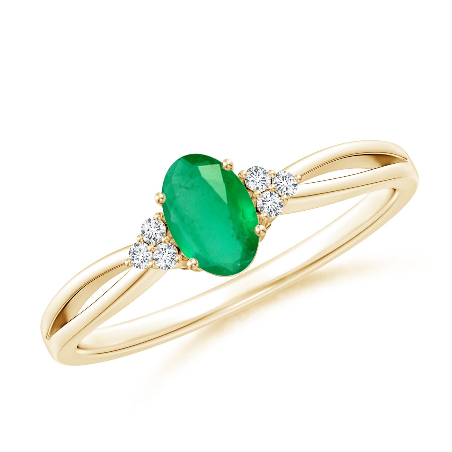 A - Emerald / 0.46 CT / 14 KT Yellow Gold