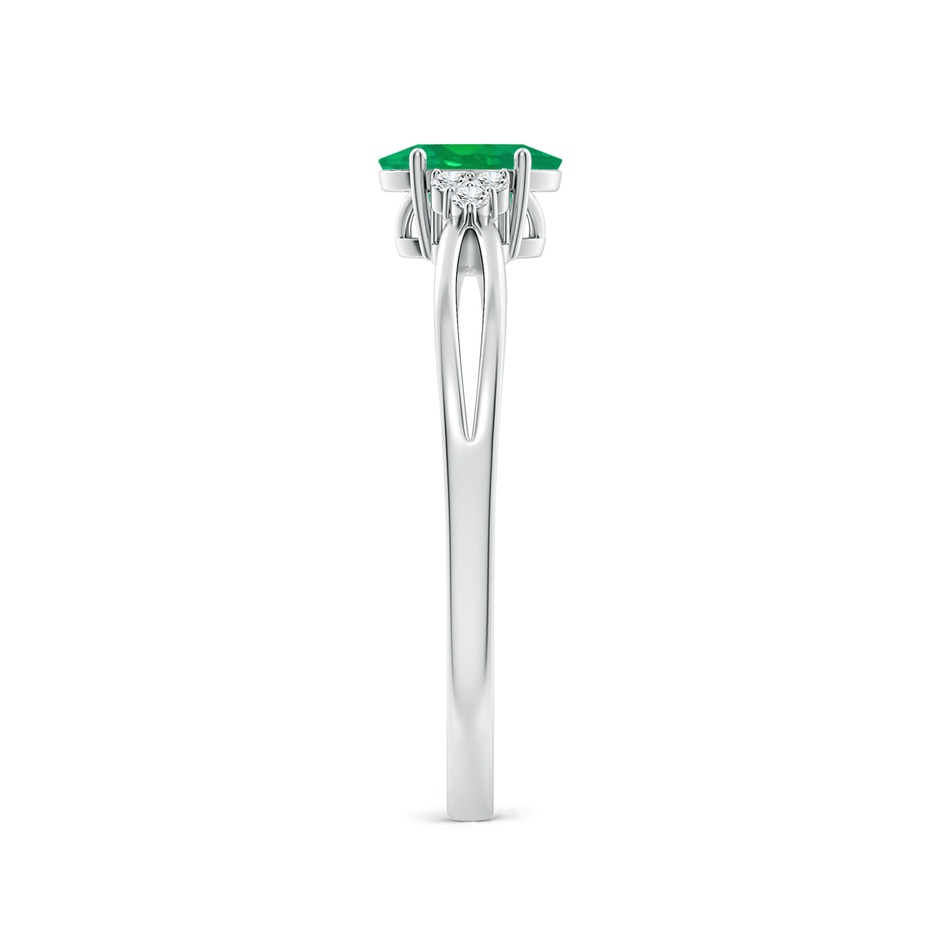 6x4mm AA Solitaire Oval Emerald Split Shank Ring with Trio Diamonds in P950 Platinum side 299