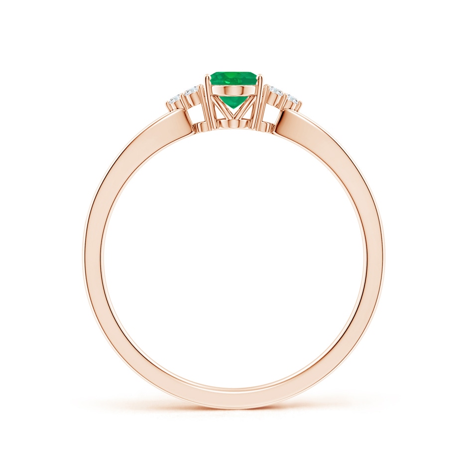 6x4mm AA Solitaire Oval Emerald Split Shank Ring with Trio Diamonds in Rose Gold side 199