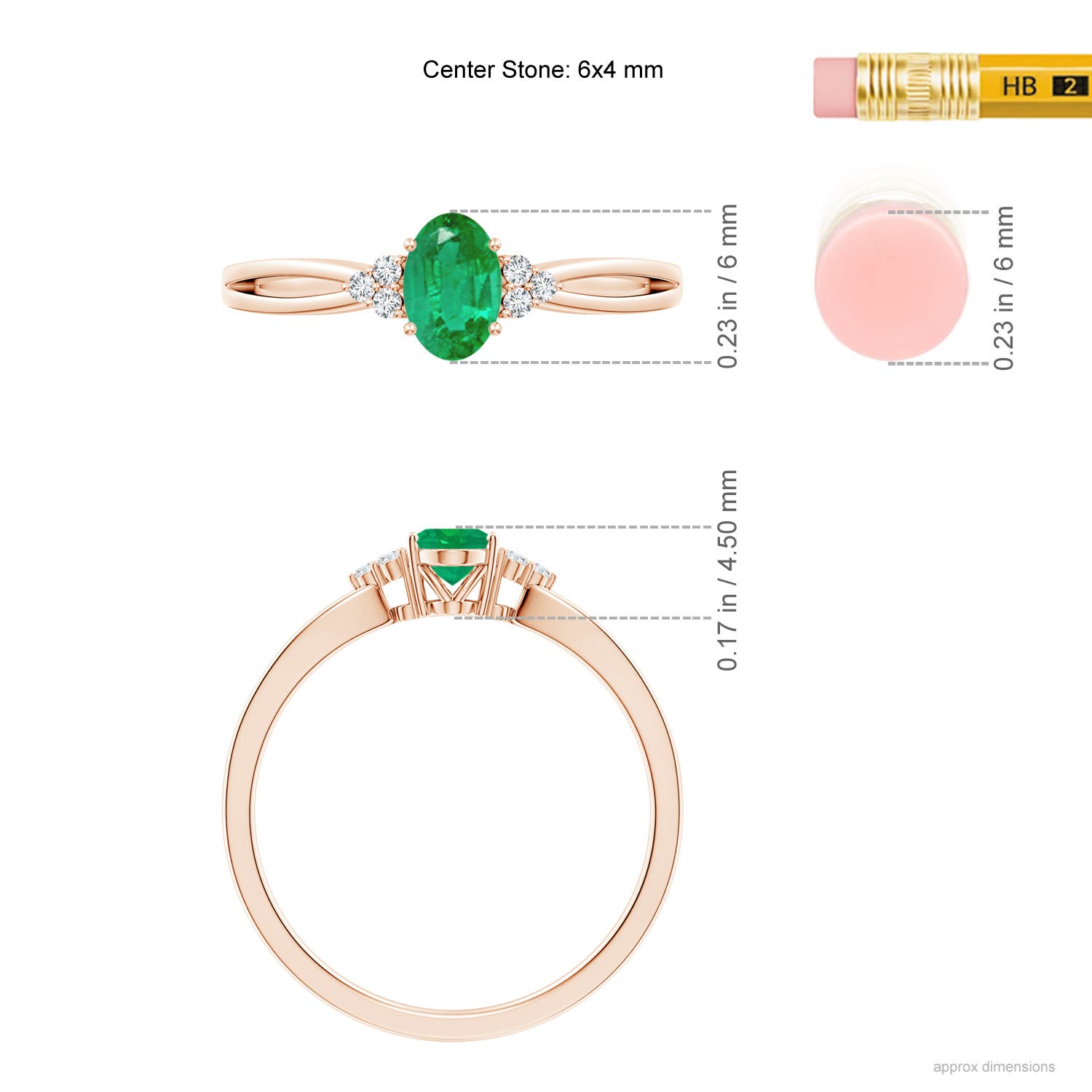 AA - Emerald / 0.46 CT / 14 KT Rose Gold