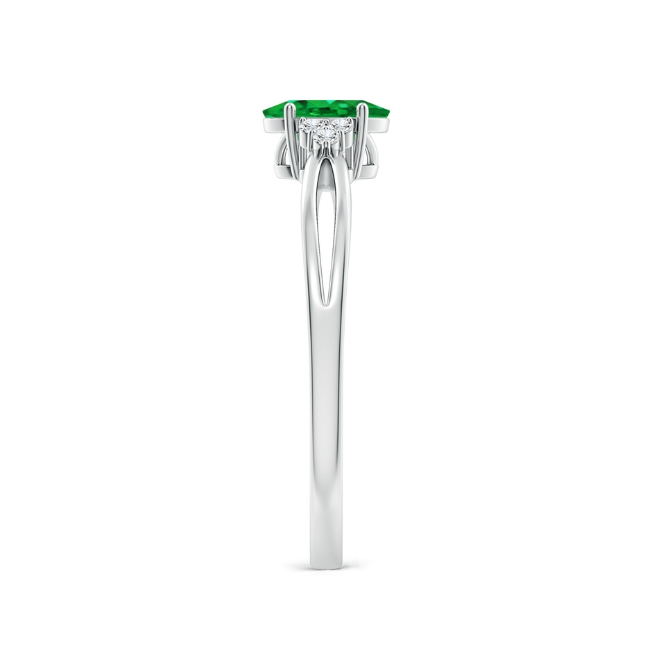 6x4mm AAA Solitaire Oval Emerald Split Shank Ring with Trio Diamonds in P950 Platinum side 299