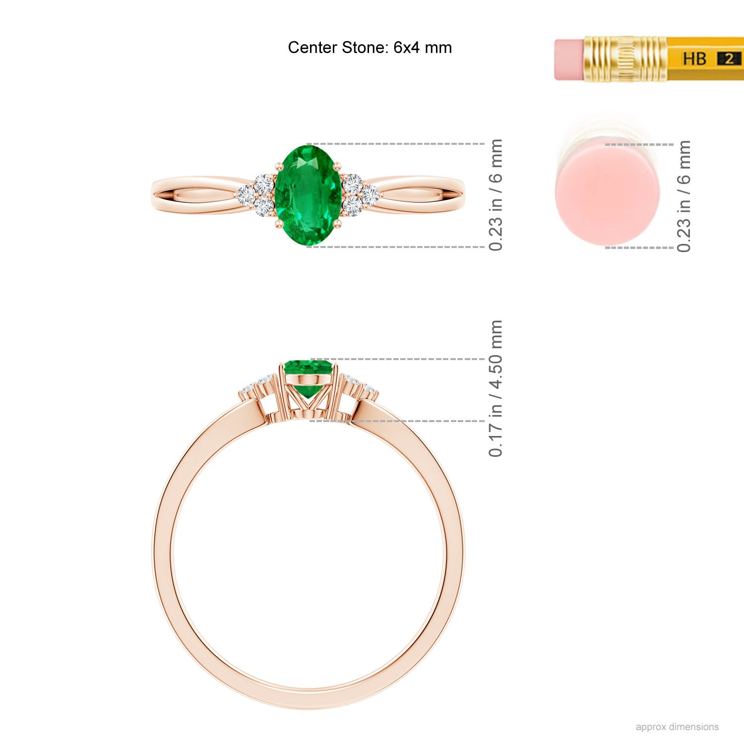 AAA - Emerald / 0.46 CT / 14 KT Rose Gold