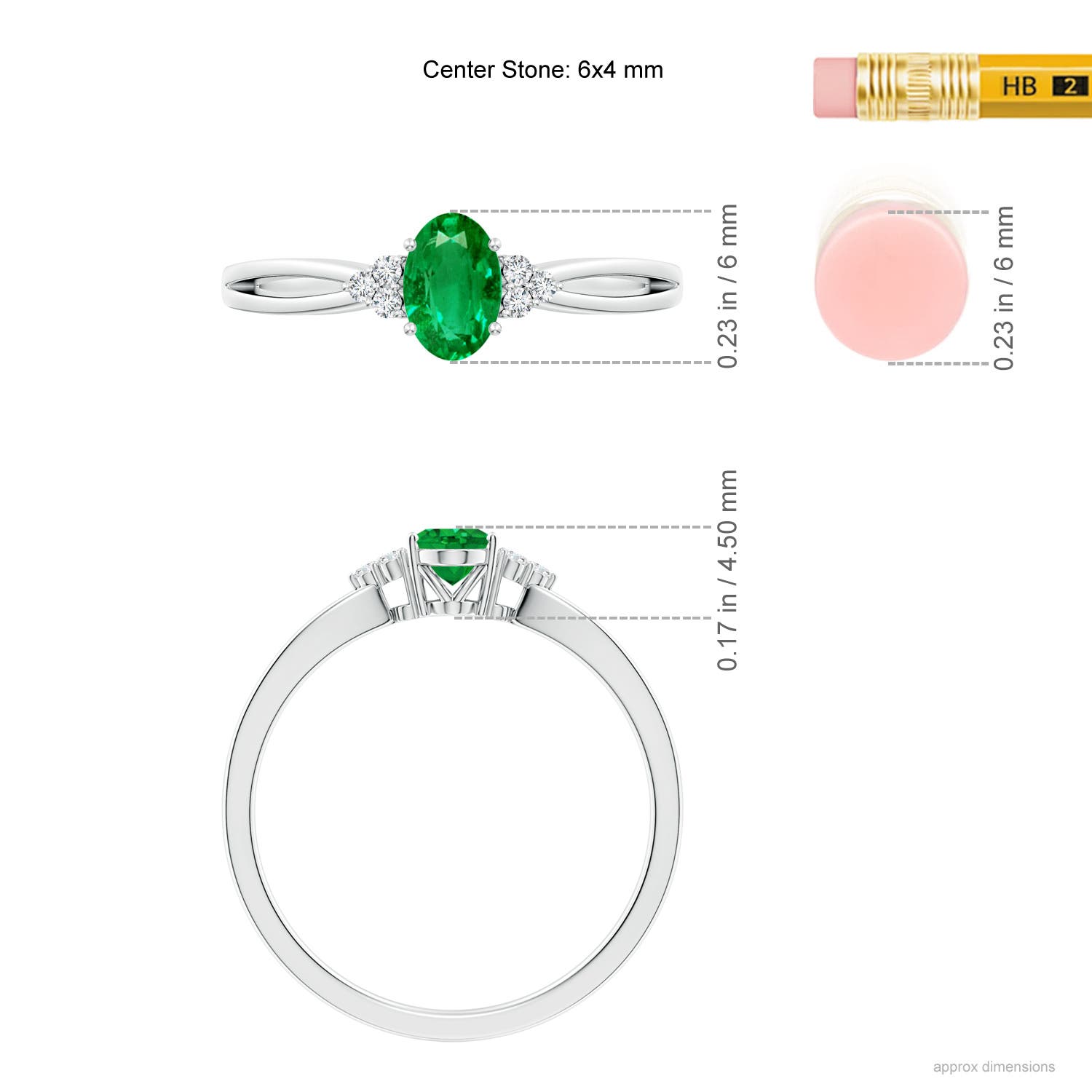 AAA - Emerald / 0.46 CT / 14 KT White Gold