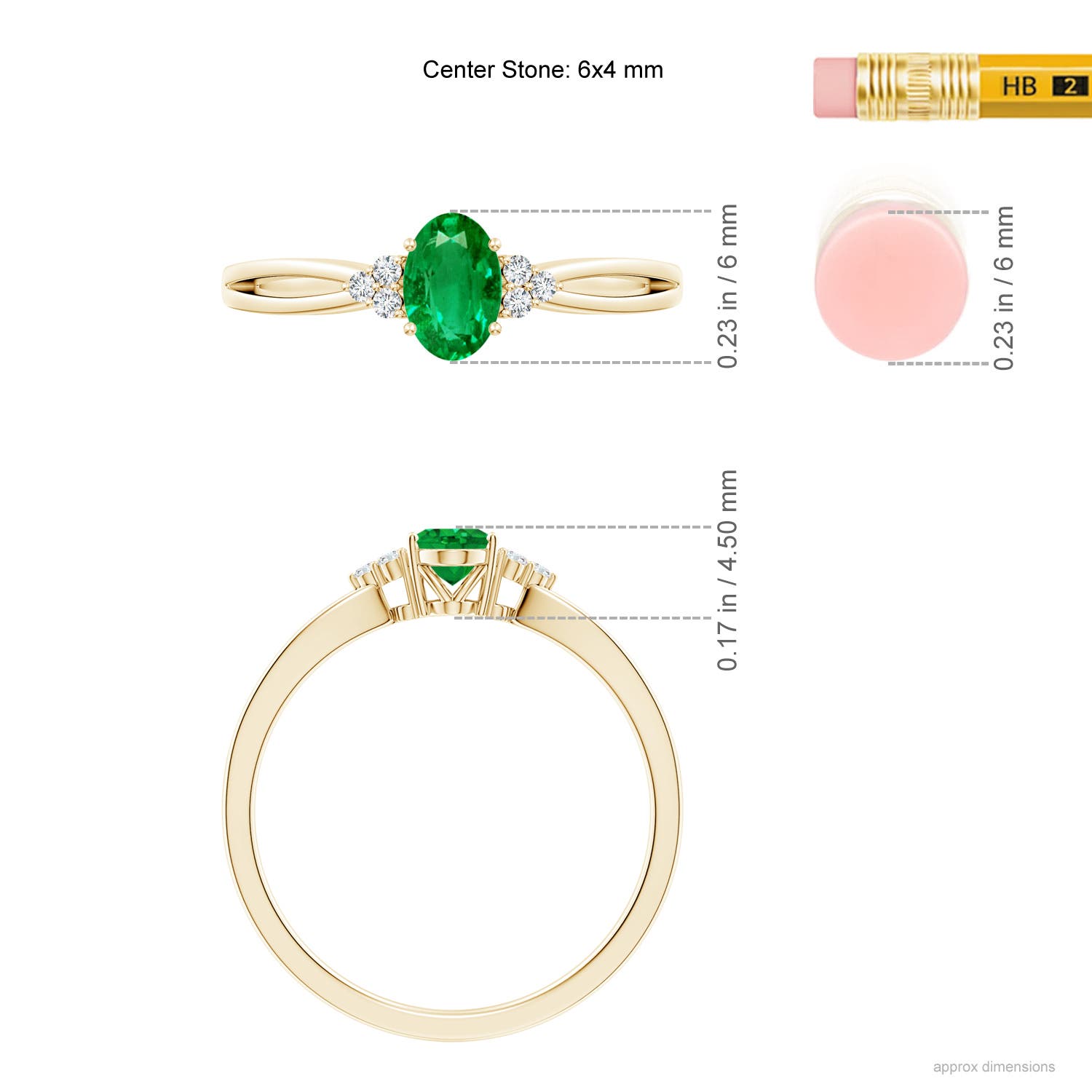 AAA - Emerald / 0.46 CT / 14 KT Yellow Gold