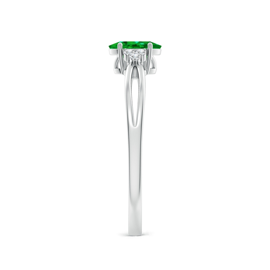 6x4mm AAAA Solitaire Oval Emerald Split Shank Ring with Trio Diamonds in P950 Platinum side 299