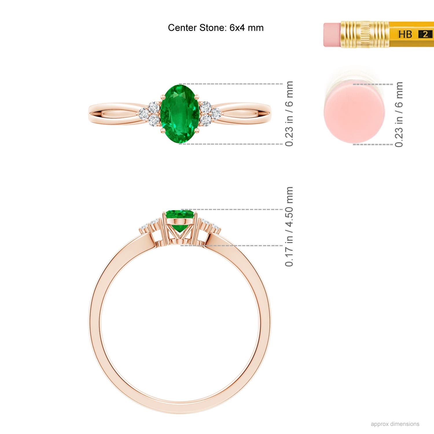 AAAA - Emerald / 0.46 CT / 14 KT Rose Gold