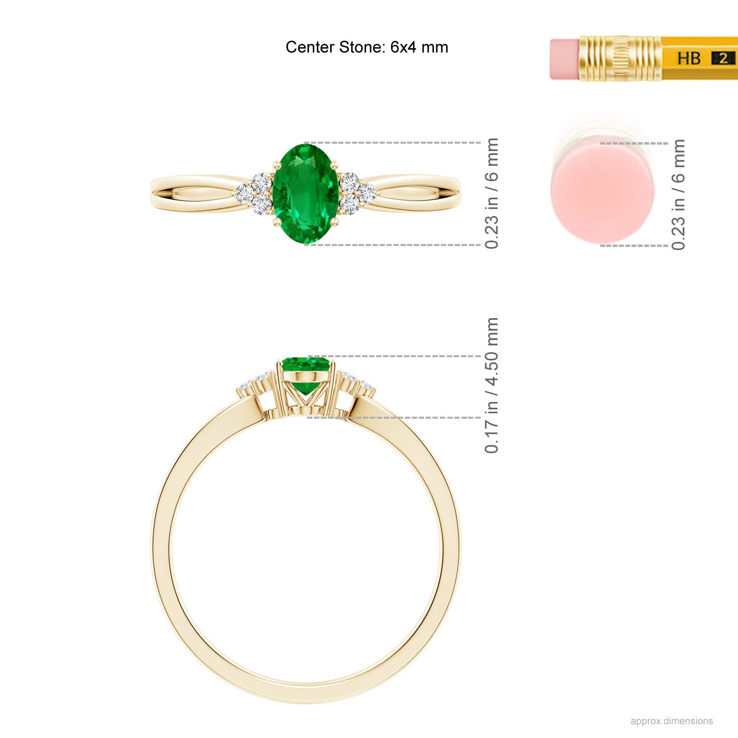 AAAA - Emerald / 0.46 CT / 14 KT Yellow Gold