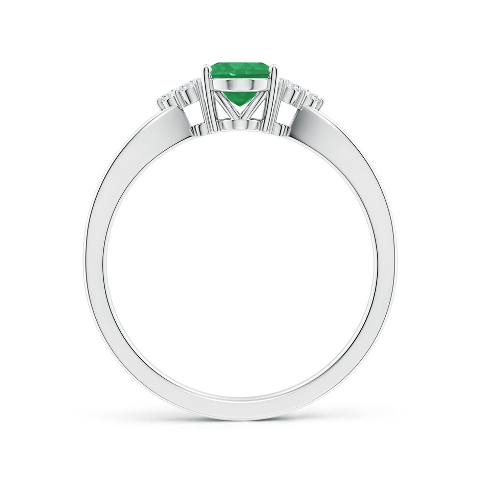 7x5mm A Solitaire Oval Emerald Split Shank Ring with Trio Diamonds in P950 Platinum side 199