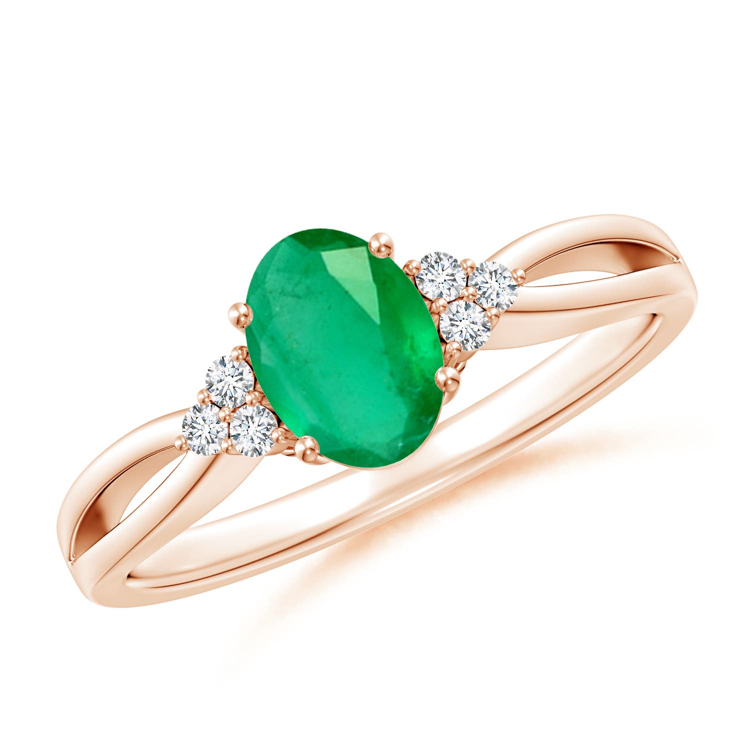 A - Emerald / 0.73 CT / 14 KT Rose Gold