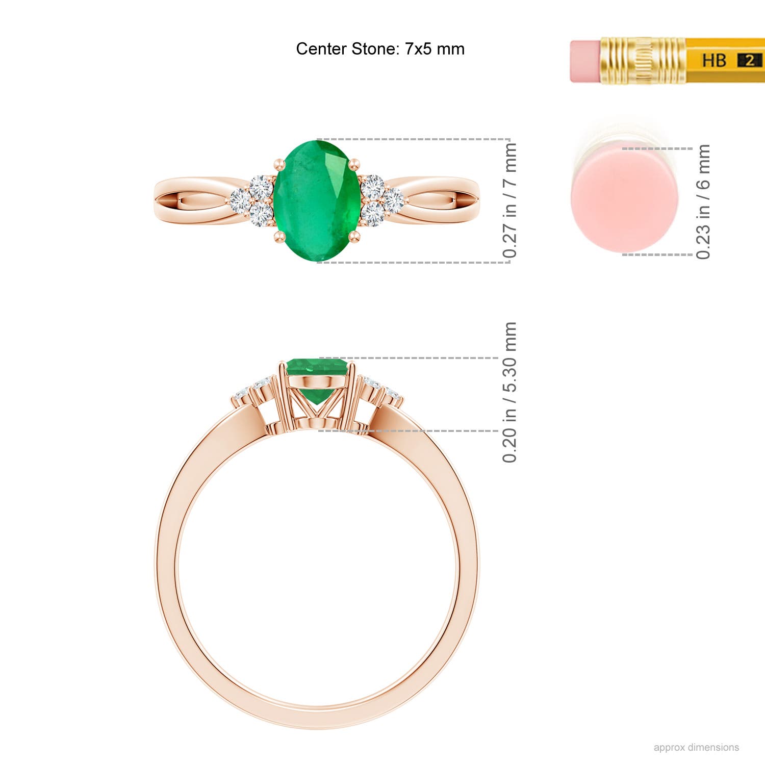 A - Emerald / 0.73 CT / 14 KT Rose Gold