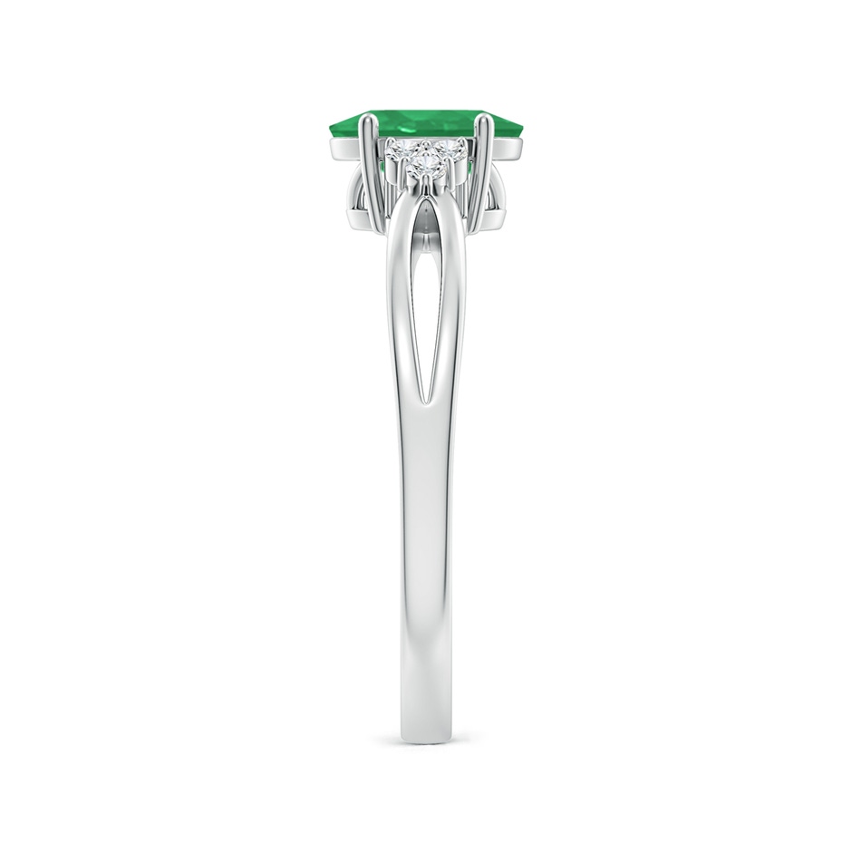 7x5mm A Solitaire Oval Emerald Split Shank Ring with Trio Diamonds in S999 Silver side 299